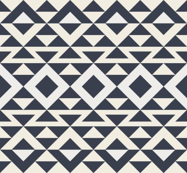 Kusursuz kabile düzeni. Tek renkli Etnik Geometrik Vektör Arkaplanı. Aztek, Maya veya İnka Tarzı