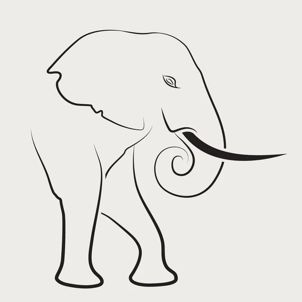 Elefante Bosquejo Línea Logotipo Tatuaje Plantilla Para Imprimir Camisetas — Vector de stock