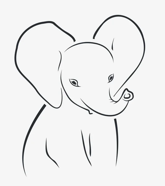 Elefante Bosquejo Línea Logotipo Tatuaje Plantilla Para Imprimir Camisetas — Vector de stock
