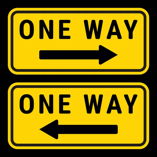 1つの方法黄色の標識 左右の道路標識 ベクトル分離イラスト — ストックベクタ