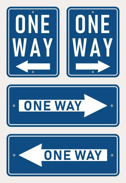 1つの方法青の看板 垂直方向と水平方向の道路方向の標識 ベクトル分離イラスト — ストックベクタ