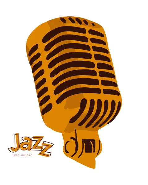 Micrófono Retro Vintage Vocal Mic Jazz Concept Music Retro Poster — Vector de stock