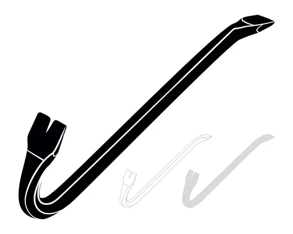 Black Crowbar Jemmy Silhouette Outline Monochrome Wrecking Bar Isolated White — Stock Vector