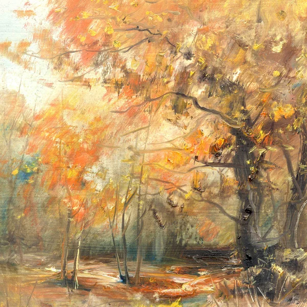 秋天的颜色油画 免版税图库照片