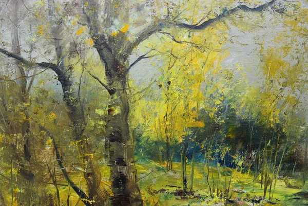 Trees in the landscape, oil painting — Stock Photo © kvocek #28694743
