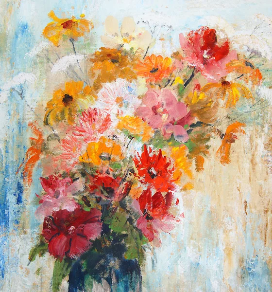 Kwiaty w wazonie, malowane ilustracje — Zdjęcie stockowe