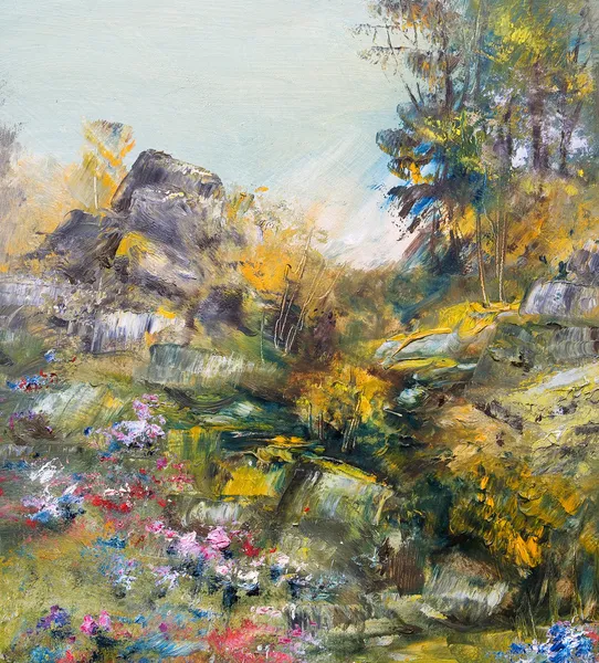 Rocky landscape, oil painting