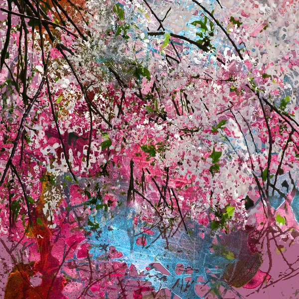 Abstracte achtergrond met bomen in bloei — Stockfoto
