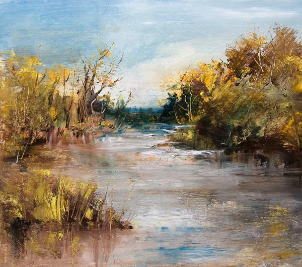 Landscape with River oil painting — Stock Photo, Image