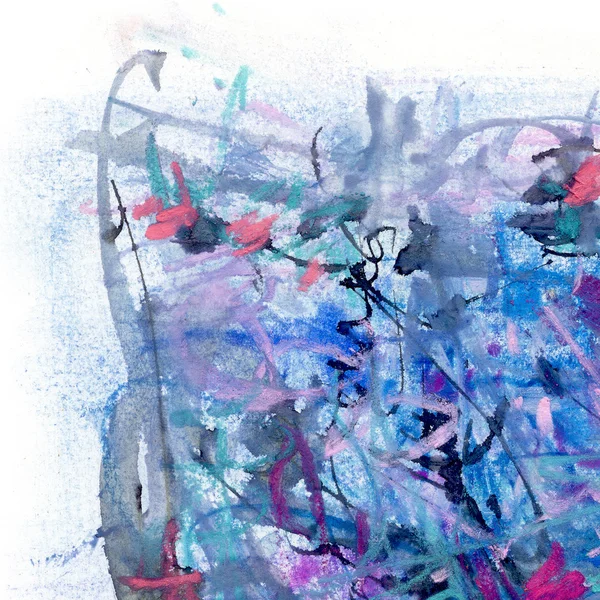 Abstrakte Malerei auf Papier in blauen und schwarzen Farben — Stockfoto