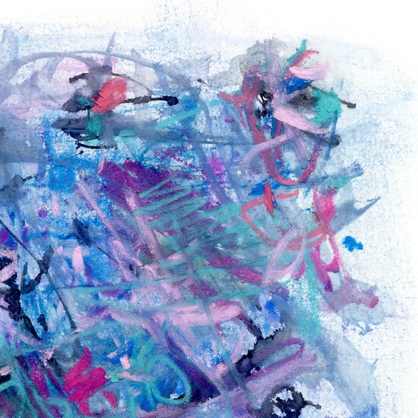 Abstracte schilderkunst op papier in blauw en roze kleuren — Stockfoto