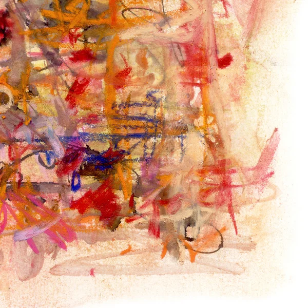 Abstract painting on paper in red and yellow colors — Stock Photo, Image
