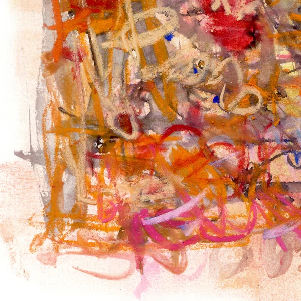 Abstract painting on paper in red, orange and black colors — Stock Photo, Image