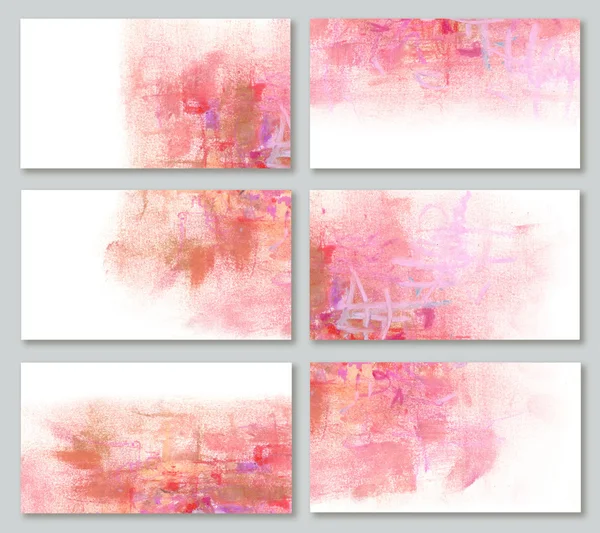 Set artistic background for business cards in red and pink color — Stock Photo, Image