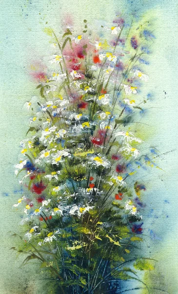 Wild weide bloemen, kunst achtergrond — Zdjęcie stockowe