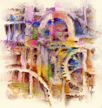 renkli pastel ile soyut resim