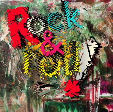 Rock'n roll yağlıboya soyut