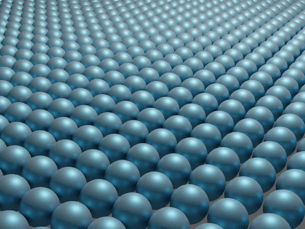 Vlak van grijs-blauwe metalen ballen. 3D-weergave. — Stockfoto