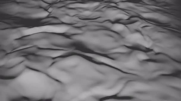 月の抽象的な灰色の表面を飛んでいます クレーターや凹凸のあるエイリアンの風景がカメラの前を飛んでいる 3Dレンダリング — ストック動画