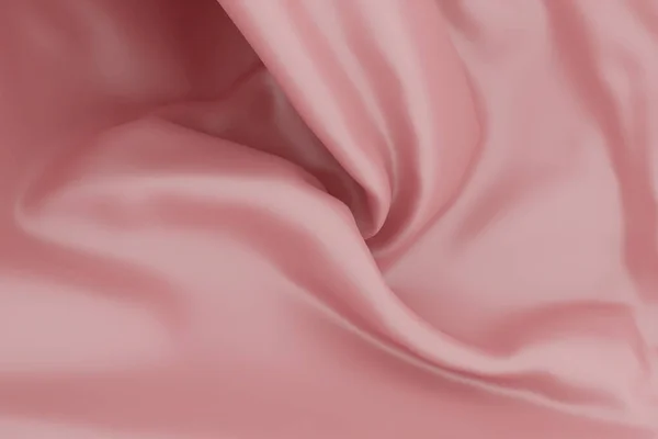 滑らかな折り目の生地ピンクをねじる 3Dレンダリング 光沢のある絹の折り目のクローズアップ — ストック写真