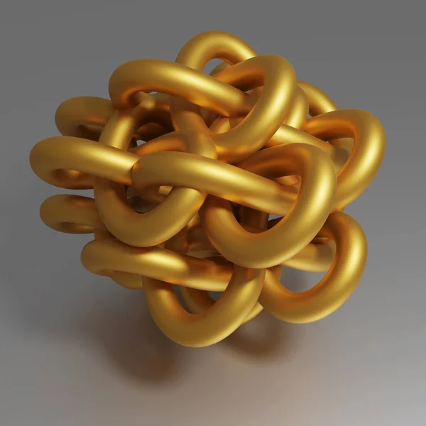 Een abstract geometrisch geheel van schakels in een gouden ketting. — Stockfoto