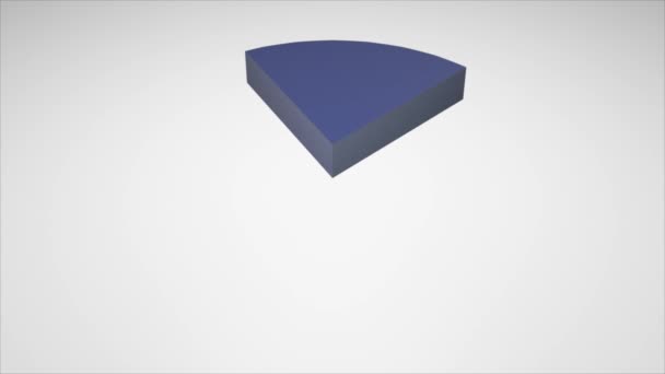 饼图上的比例越来越大 淡淡的背景上的饼图的圆柱形蓝色部分 3D渲染 — 图库视频影像