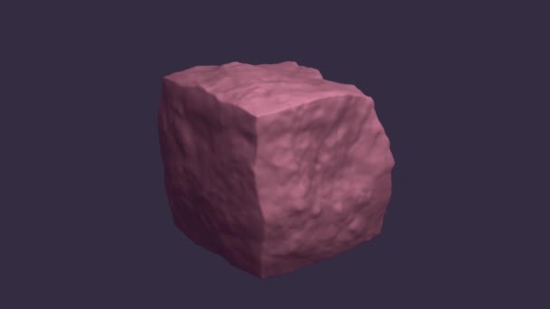 Абстрактный Куб Постепенно Деформирующийся Бесформенный Кусок Пластилина Розовый Куб Синем — стоковое видео