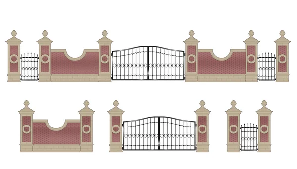 Forged iron gate with pillars — Stock Illustration Forged iron gate with pillars Royalty Free Stock Illustrations