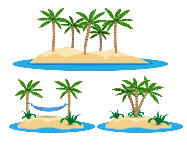 Illustration av isolerad ö med palmer — Stock vektor