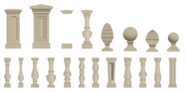 Set of silhouettes balusters clipart