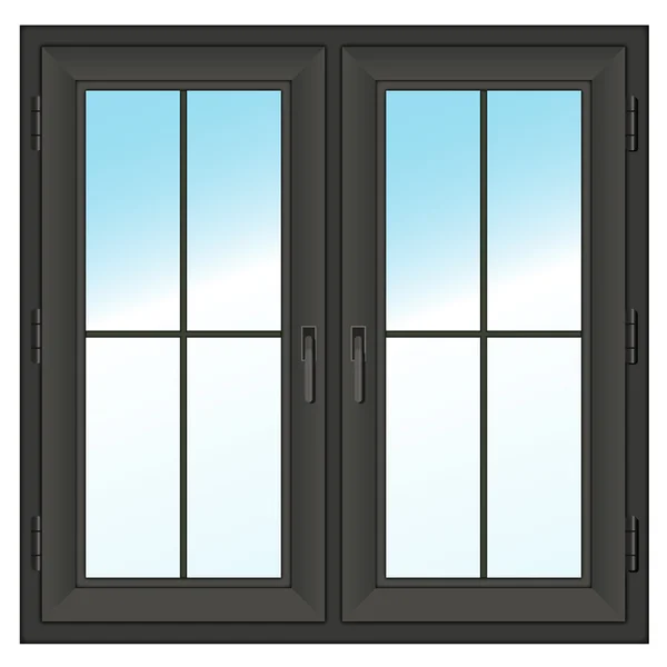 Dark closed double window. Vector illustration. — Stock Vector