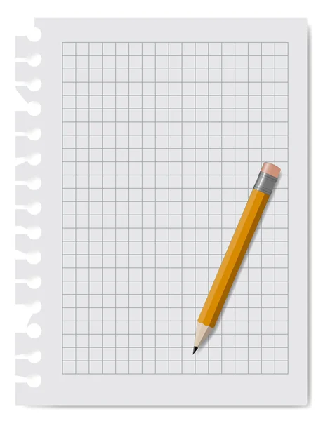 Papel de libreta con lápiz — Vector de stock