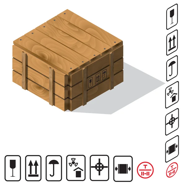 Houten lading vak vectorahşap kargo kutusunu vektör — Stockvector