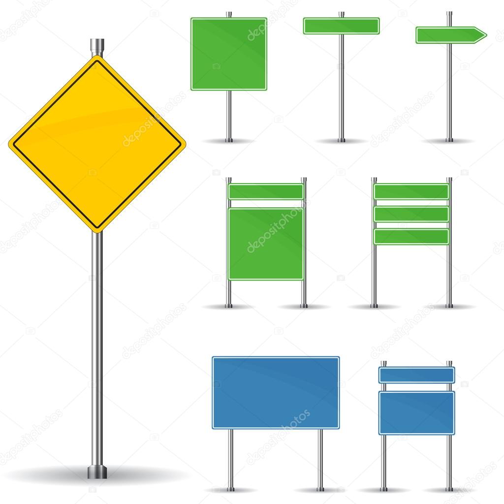 Ensemble vectoriel vierge de panneaux de rues vides avec des directions
