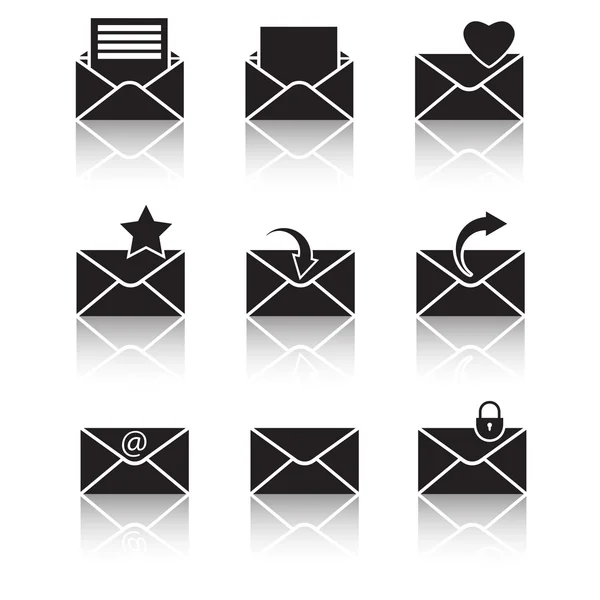 Vector negro web iconos establecidos en gris — Vector de stock