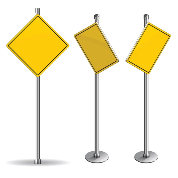 하얀 배경에 있는 노란 도로 표지판 — 스톡 벡터