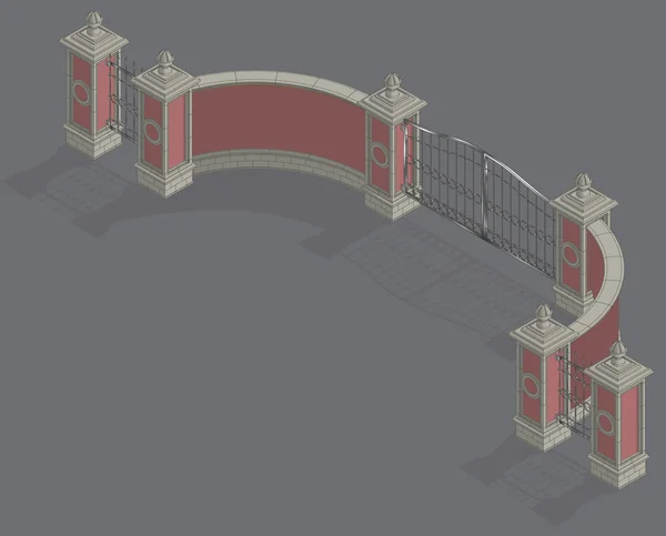 Portal de puerta isométrica vectorial — Archivo Imágenes Vectoriales