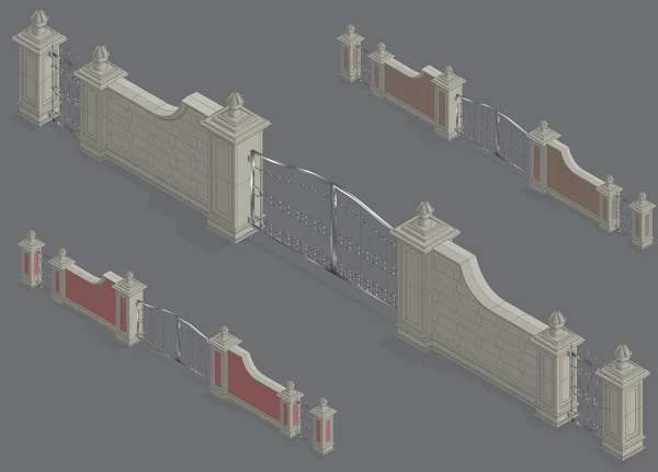 Portal portão isométrico vetorial — Vetor de Stock