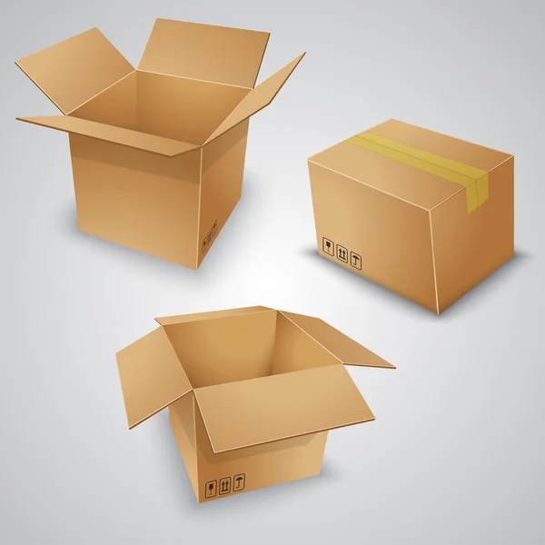 Ilustración vectorial de cajas de cartón — Vector de stock