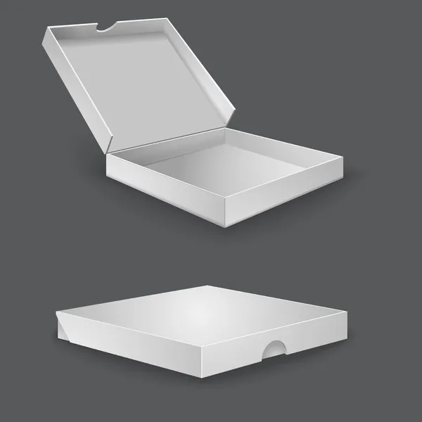 Caja de embalaje abierta para ilustración de vectores de pizza — Vector de stock