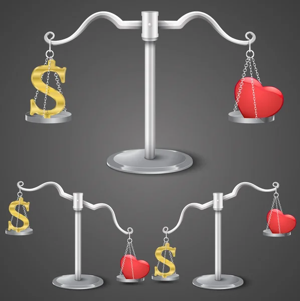 Balance between dollar and love — Stock Vector