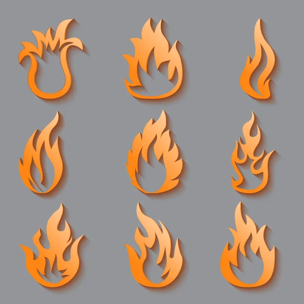 Llamas de fuego. Collage. . — Vector de stock