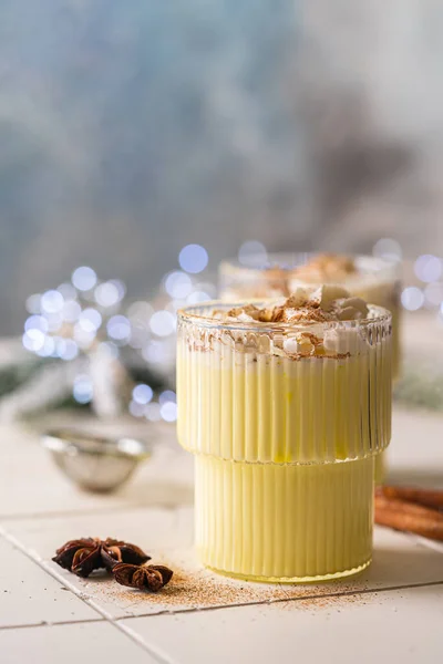 Glass of Eggnog cocktail — Stock Photo, Image