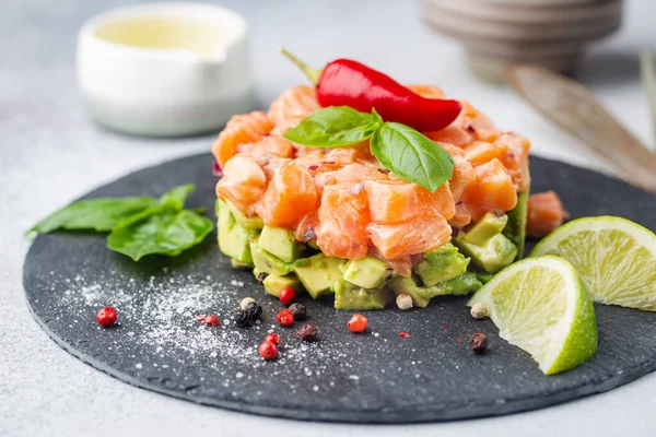 Ensalada de salmón, tartar — Foto de Stock