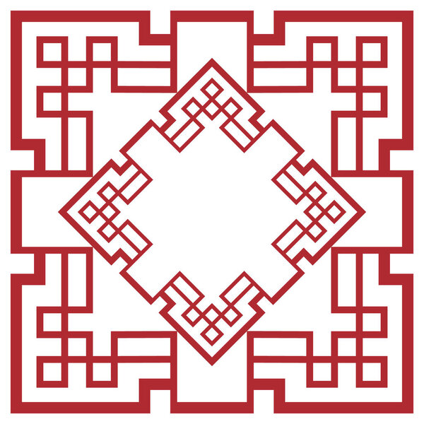 Декоративная традиционная китайская рамка. Винтажные восточные украшения рамка изолирована. Вектор