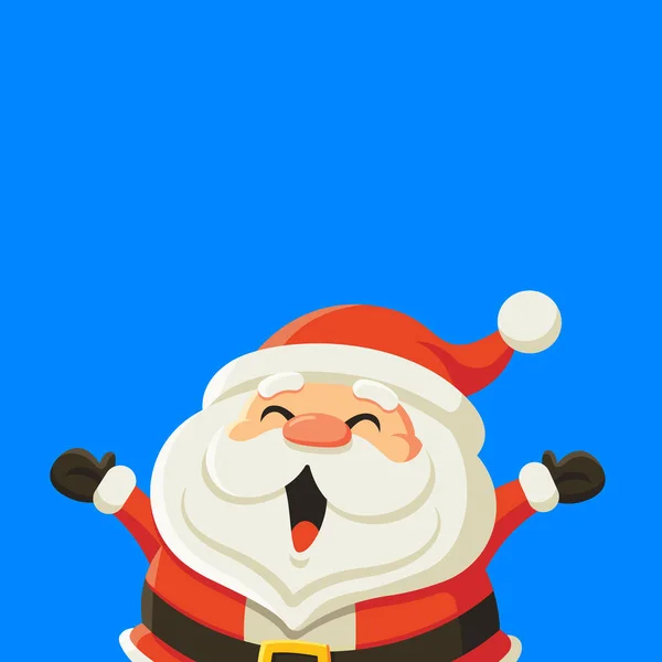 Cartoon Cute Santa Claus Open Arm Podniecająco Pustym Niebieskim Tle — Wektor stockowy