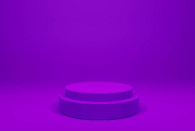 Boş arkaplanda ürün gösterimi için 3D renklerin minimum konsept silindir kaidesi veya podyumu oluşturulması. 3 Boyutlu Örnekleme Çizimi