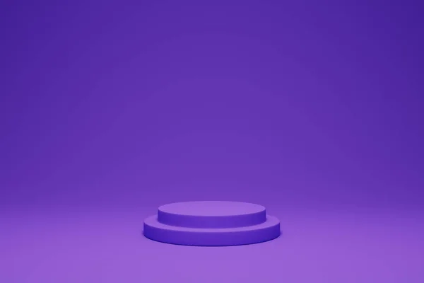 紫色主题3D渲染最小概念双圆筒基座或平台的产品展示 3D模型示例 — 图库照片
