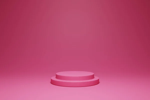 三维渲染粉红色的最小概念圆柱体基座或平台 用于在空背景下的产品展示 3D模型示例 — 图库照片
