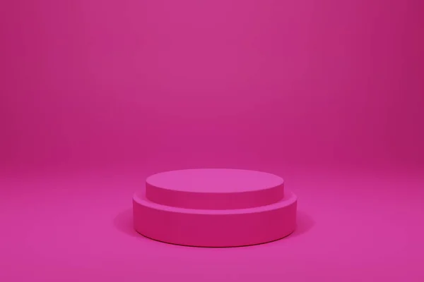 三维渲染粉红色的最小概念圆柱体基座或平台 用于在空背景下的产品展示 3D模型示例 — 图库照片